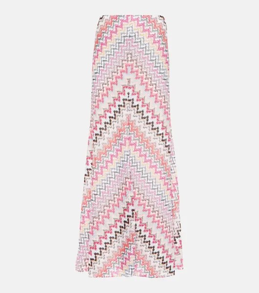 Юбка макси из ламе с зигзагом Missoni, белый