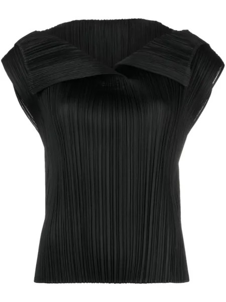 Pleats Please Issey Miyake плиссированная блузка с объемным воротником, черный
