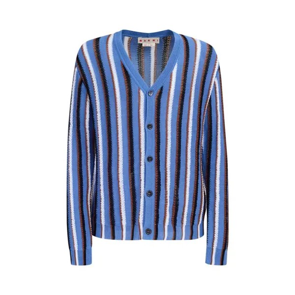Кардиган Marni Cable Striped Crochet Cardigan, синий