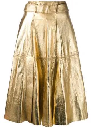 Golden Goose юбка миди с эффектом металлик