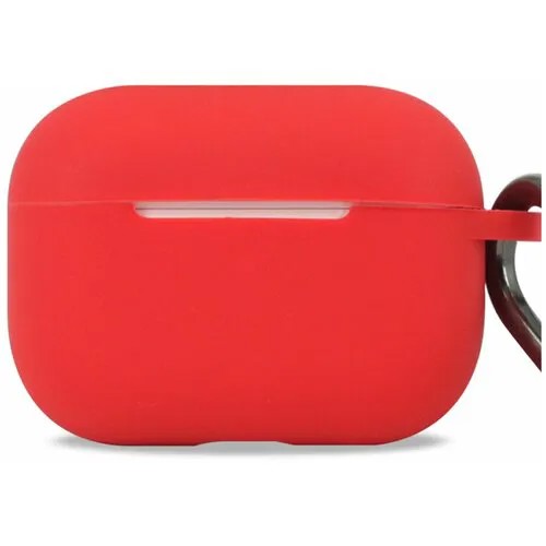 Матовый чехол для Apple AirPods Pro с карабином / Силиконовый кейс для беспроводных наушников Эпл Аирподс Про противоударный (Red)