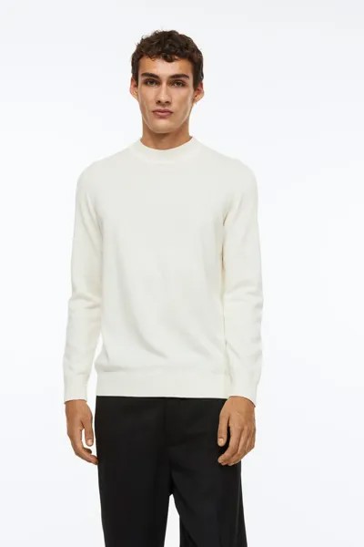 Узкий свитер с высоким воротником H&M, сливочный