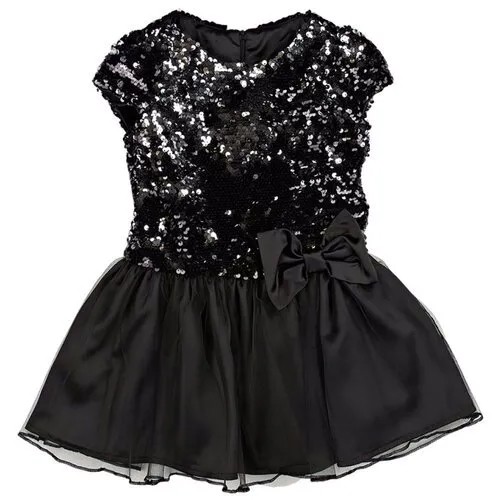 Платье Mini Maxi, хлопок, нарядное, размер 98, черный, серебряный