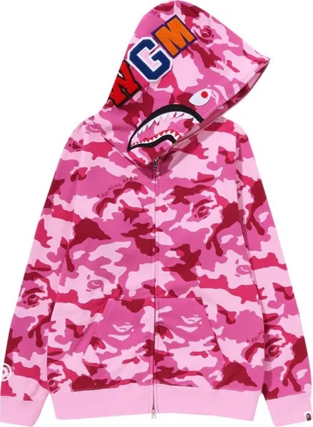 Худи BAPE Woodland Camo Shark Full Zip Hoodie Pink, розовый