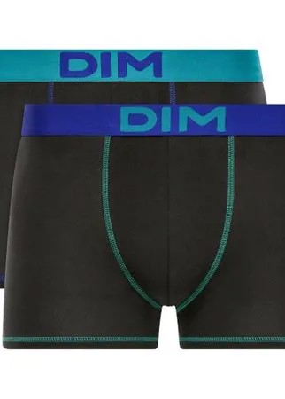 DIM Набор трусов боксеры Mix and Colors с профилированным гульфиком, 2 шт., размер 2, черный/бирюзовый/синий