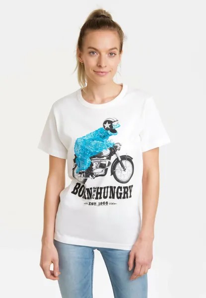 Футболка с принтом SESAMSTRASSE KRÜMELMONSTER MOTORRAD LOGOSHIRT, цвет weiß