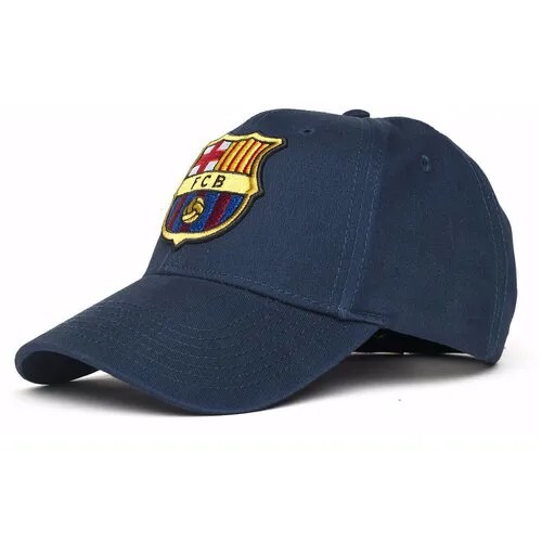 Бейсболка мужская синяя ФК Барселона Atributika & Club, кепка футбольного клуба FC Barcelona из хлопка Атрибутика и Клуб
