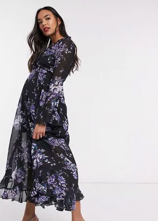Платье макси с запахом и цветочным принтом ASOS DESIGN Maternity-Мульти
