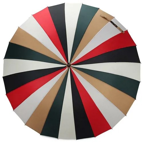 Зонт-трость LeKiKO, полуавтомат, купол 102 см., 24 спиц, деревянная ручка, чехол в комплекте, для женщин, зеленый