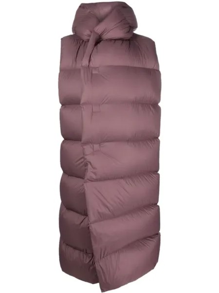 Rick Owens стеганый жилет с капюшоном, фиолетовый