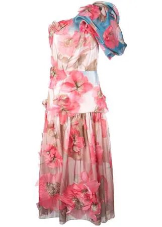 Peter Pilotto платье на одно плечо с цветочным декором