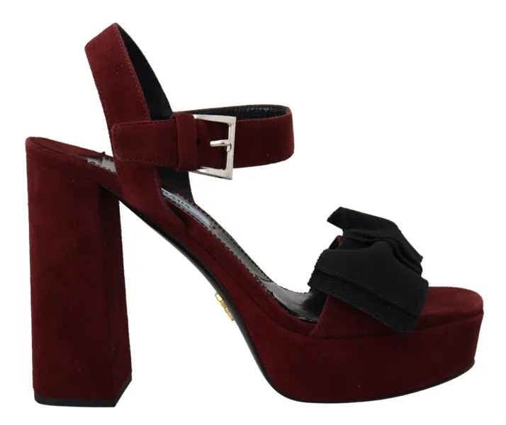 PRADA Shoes Бордовые замшевые кожаные сандалии с ремешком на щиколотке EU37 / US6,5 Рекомендуемая розничная цена 820 долларов США