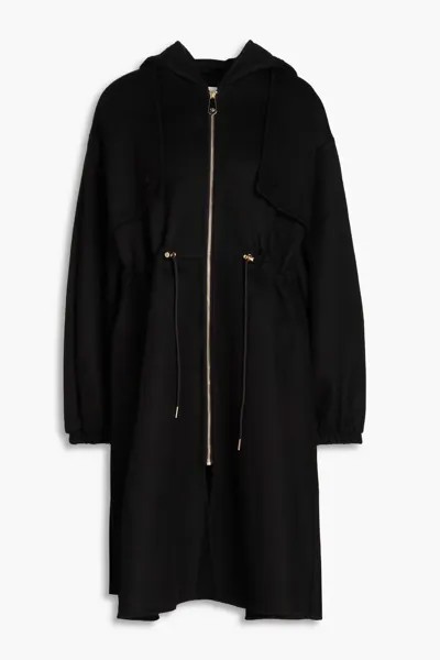 Пальто из смесового фетра с капюшоном Sandro, черный