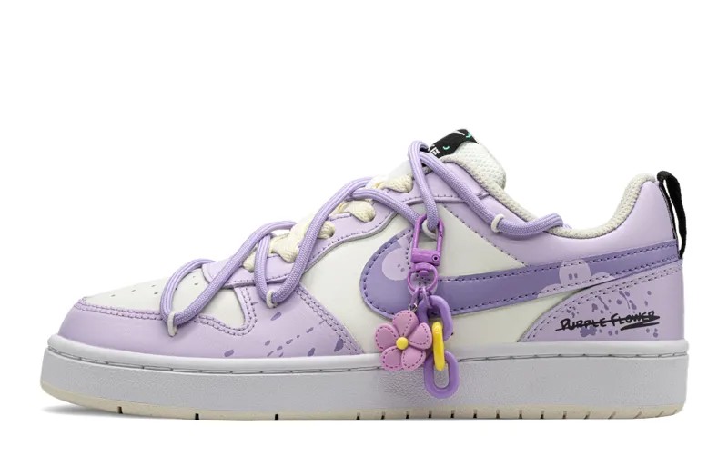 Кроссовки Nike Court Borough Skateboarding Shoes Women's Low-top White/purple, сиреневый/фиолетовый/белый