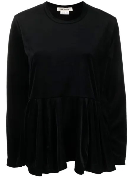 Comme Des Garçons flared-hem velvet-effect T-shirt, черный