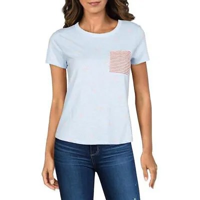 Женская футболка Self E с синей полоской с принтом и рисунком S BHFO 0447