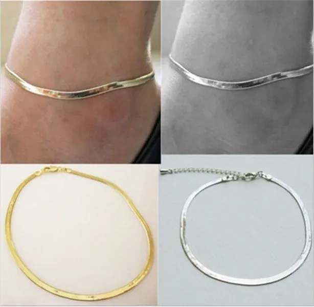1Pc Серебро / Позолоченная цепочка Лодыжка Браслет Лодыжка Стопа Ювелирные изделия Пляж Ювелирные изделия Честность