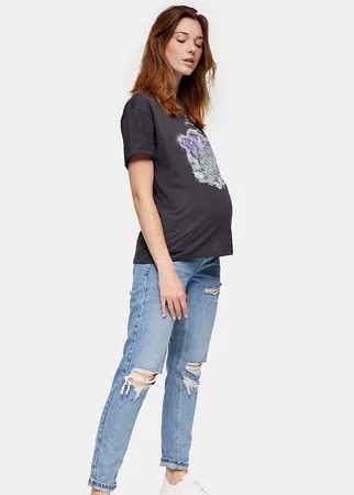 Выбеленные джинсы в винтажном стиле Topshop Maternity-Черный цвет