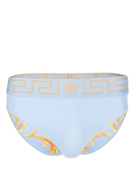 Versace трусы-брифы с узором Greca, синий