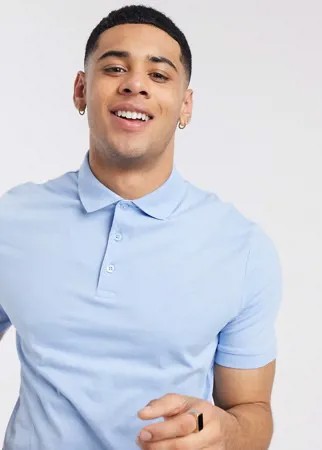 Поло из органического трикотажа голубого цвета ASOS DESIGN-Синий