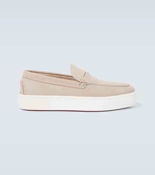 Замшевые топсайдеры Paqueboat Christian Louboutin, бежевый