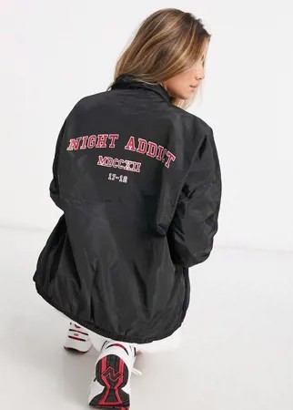 Спортивная куртка в стиле oversized с принтом на спине Night Addict-Черный цвет