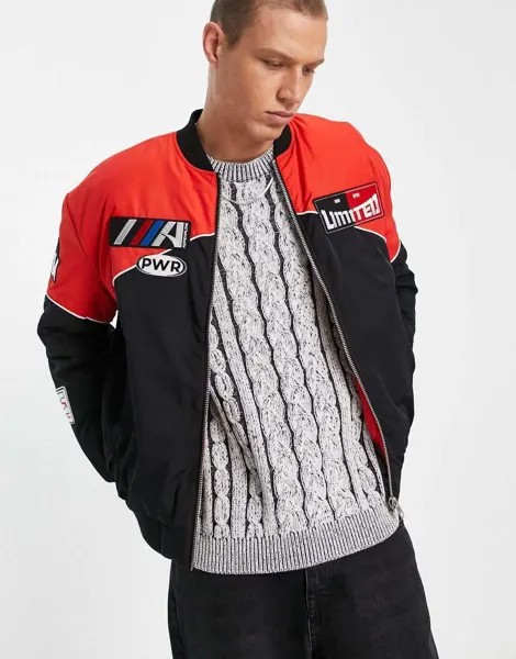 Черная объемная куртка-бомбер для мотокросса ASOS DESIGN - ЧЕРНАЯ