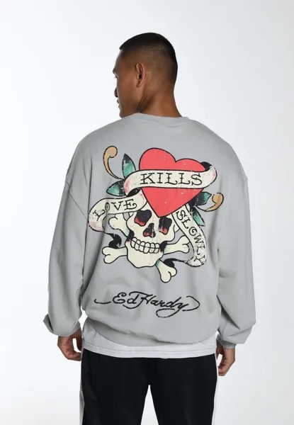 Толстовка Slow-Love Crew Neck Ed Hardy, цвет grey