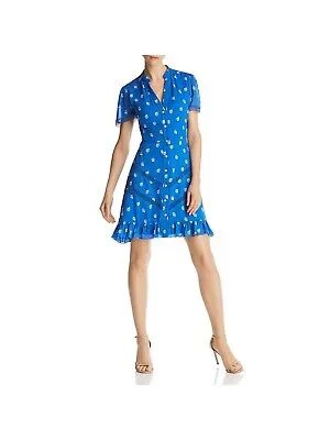 SHOSHANNA Женское синее короткое вечернее платье на пуговицах с коротким рукавом + расклешенное платье 10
