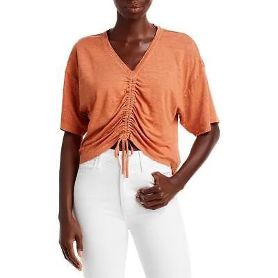 Женский пуловер Frame с оранжевой бахромой и короткими рукавами и v-образным вырезом M BHFO 1286