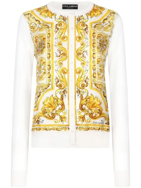 Dolce & Gabbana кардиган с узором Majolica, белый