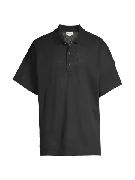 Рубашка поло с сетчатым логотипом Alexander McQueen, черный