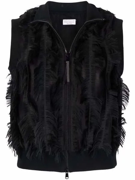 Brunello Cucinelli жилет с бахромой