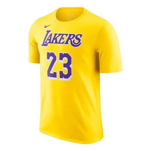 Футболка Men's Nike NBA Lakers Lebron James No. 23 Basketball Sports Short Sleeve Yellow T-Shirt, желтый