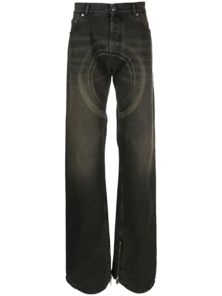 Off-White джинсы Wheel Over с эффектом потертости, коричневый