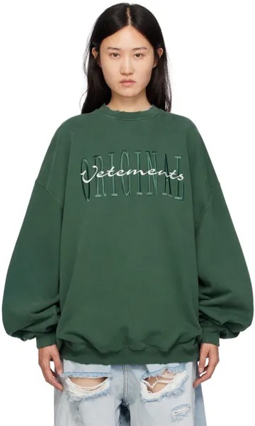 Зеленый свитшот с вышивкой Police VETEMENTS