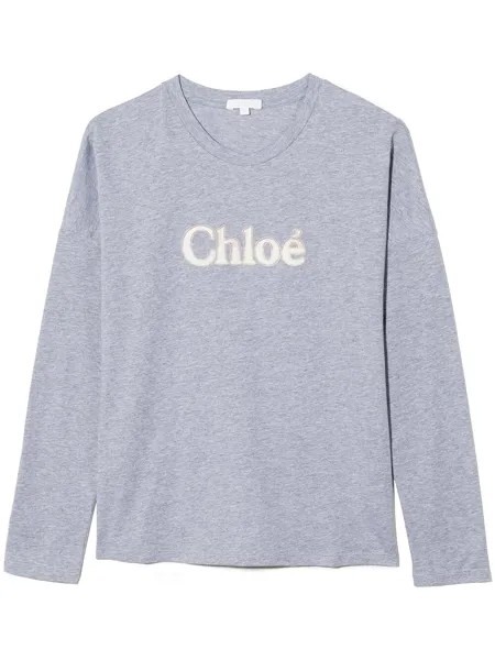 Chloé Kids футболка с вышитым логотипом