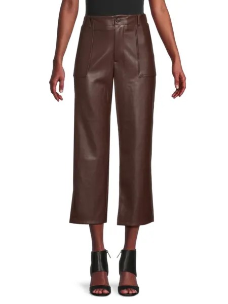 Укороченные брюки из искусственной кожи Saks Fifth Avenue, цвет Chocolate