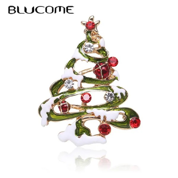 Blucome Рождественская елка Брошь для женщин Свитер Шарф Хиджаб Булавки Мужская брошь Новогодние подарки