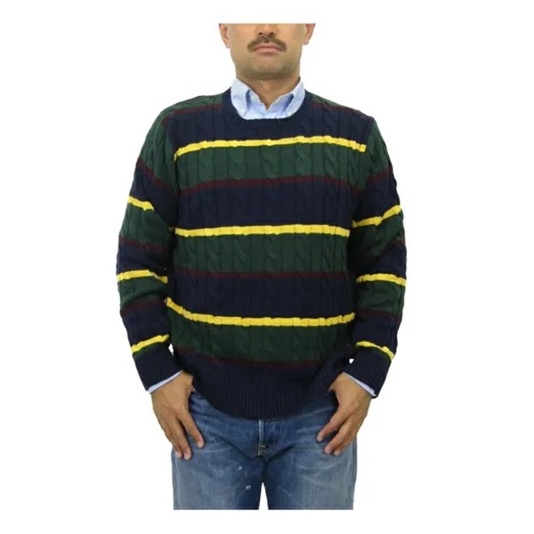 Мужской свитер круглой вязки в хлопковую полоску Polo Ralph Lauren - Многоцветный -
