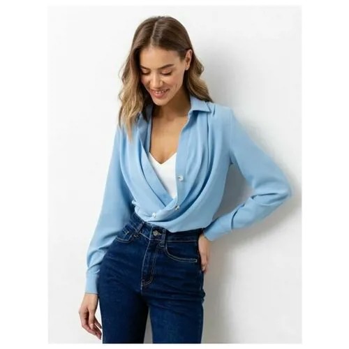 Блуза VIAVILLE, размер 42, голубой