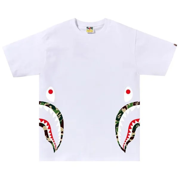 Футболка BAPE ABC Camo Side Shark Tee, цвет White/Green