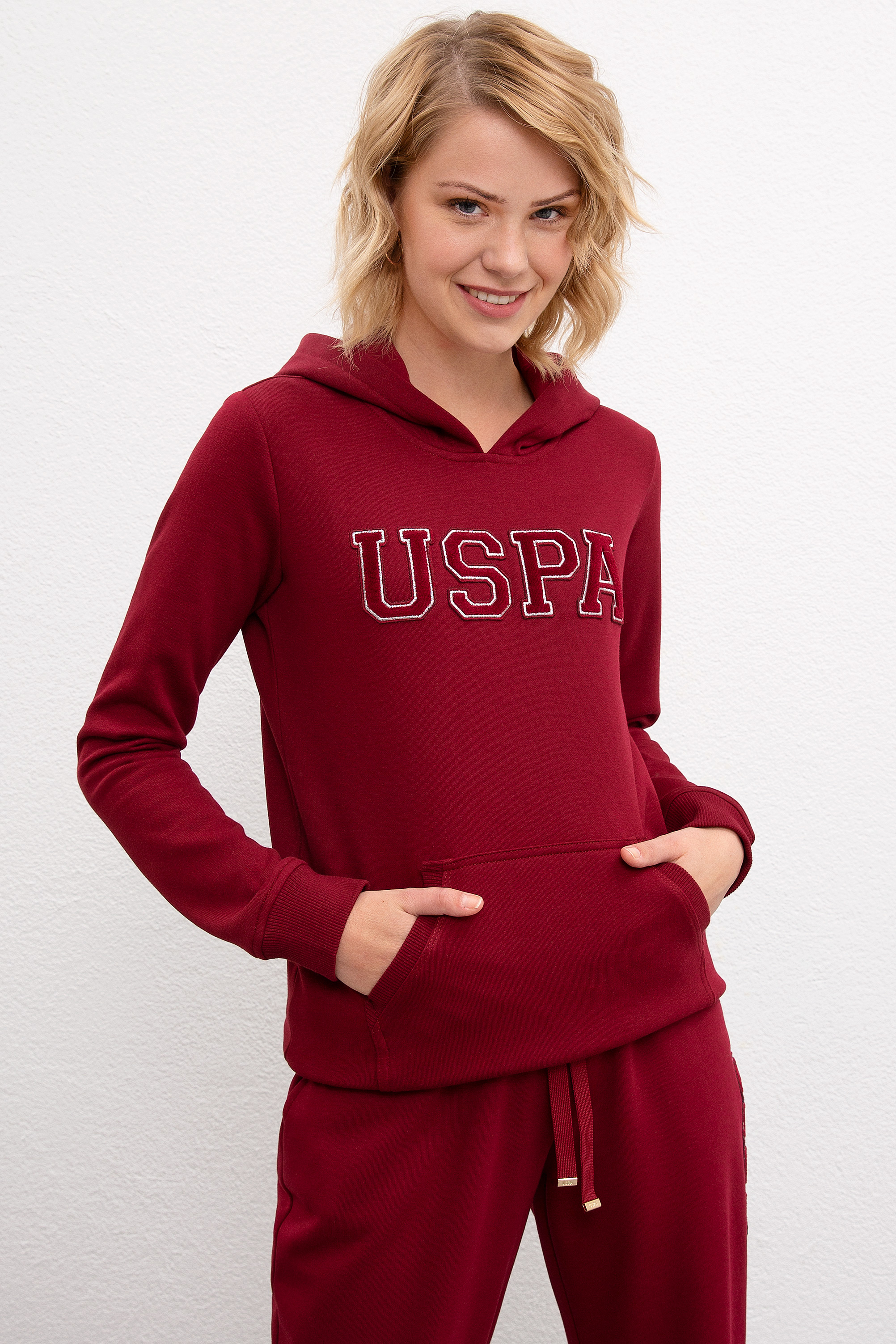Толстовка женская U.S. POLO Assn. G082SZ0820E-GIZMO-SK020 бордовая XL