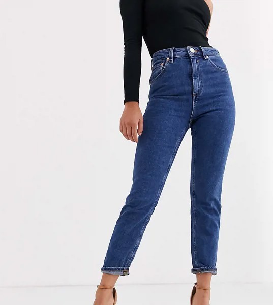 Узкие джинсы в винтажном стиле с завышенной талией ASOS DESIGN Petite Farleigh-Голубой