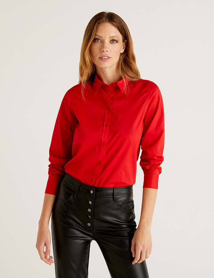 Рубашка женская United Colors of Benetton 21A_5CQY5QC13 красная XS