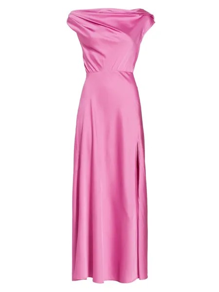 Атласное платье макси с открытыми плечами Monroe ASTR The Label, розовый