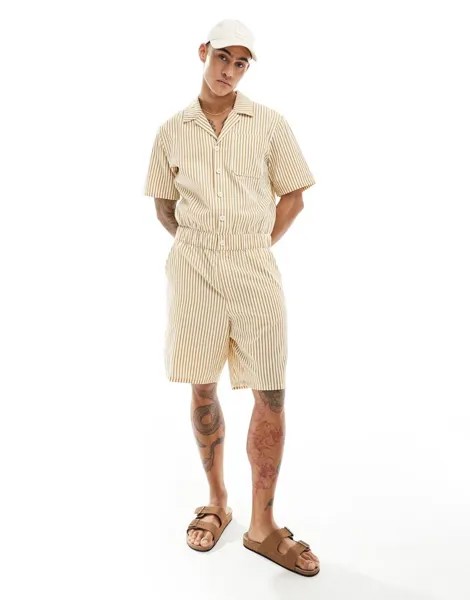 Короткий комбинезон в полоску из сирсакера ASOS DESIGN
