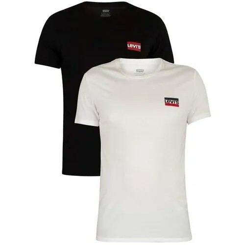 Футболка Levi's Men 2 Pack Graphic Crew Neck T-Shirts, 2 шт., размер XXS, чёрный