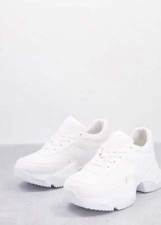Белые кроссовки на массивной подошве с отделкой NA-KD-Белый