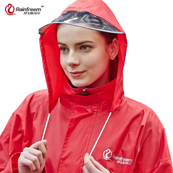 Плащ-дождевик Rainfreem для мужчин и женщин, непромокаемое пальто для улицы, женское пончо с капюшоном, Двухслойное толстое дождевик для мужчин